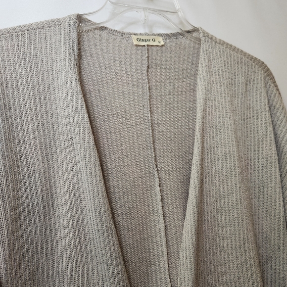 Ginger G Open Front Cardigan in Greige womens size large - Picture 5 of 13